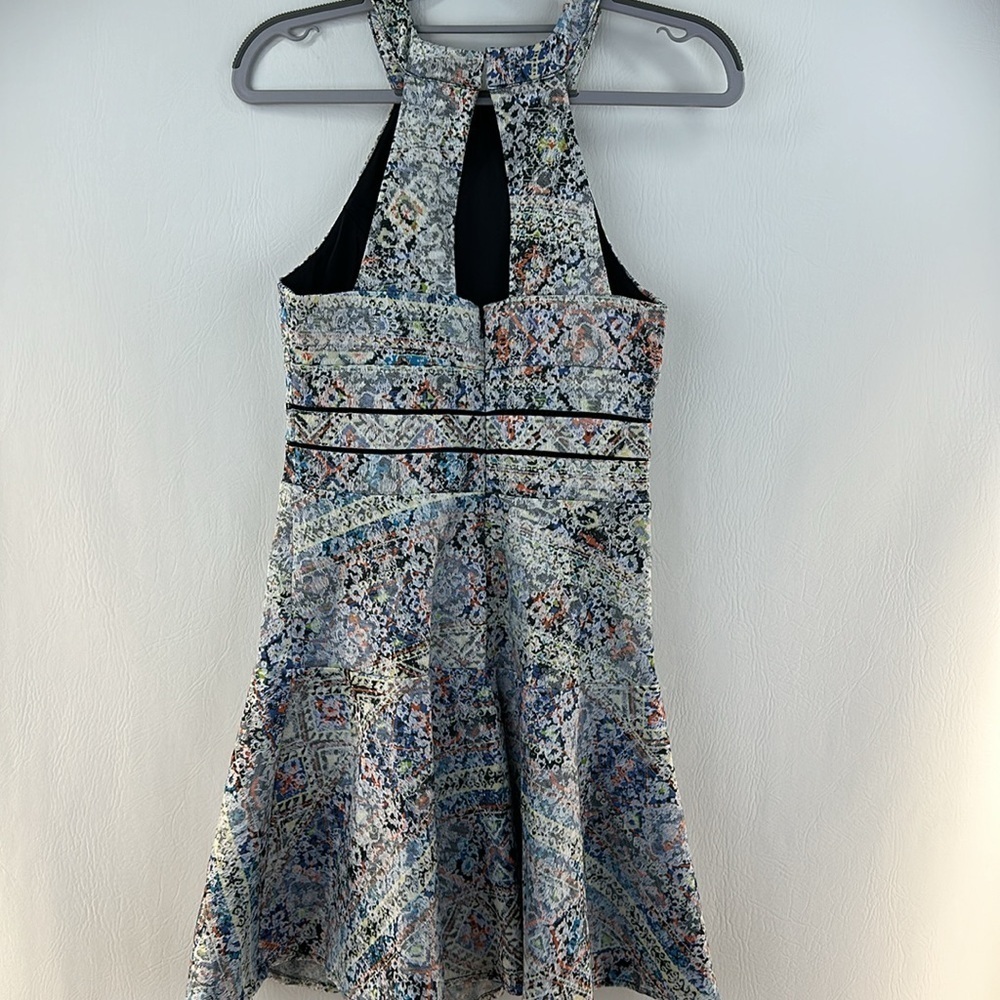Parker Racer Back Jacquard Mosaic Print Tulip Mini Dress - Picture 7 of 13